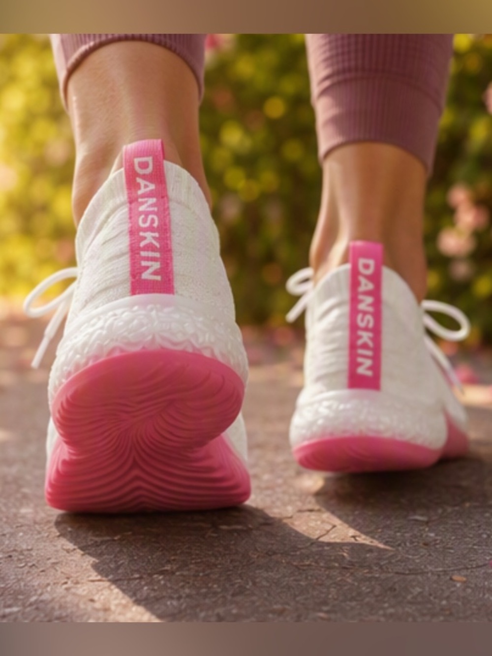 🌷 Danskin 🌷 White High Top Sneakers with Pink Heel Tabs